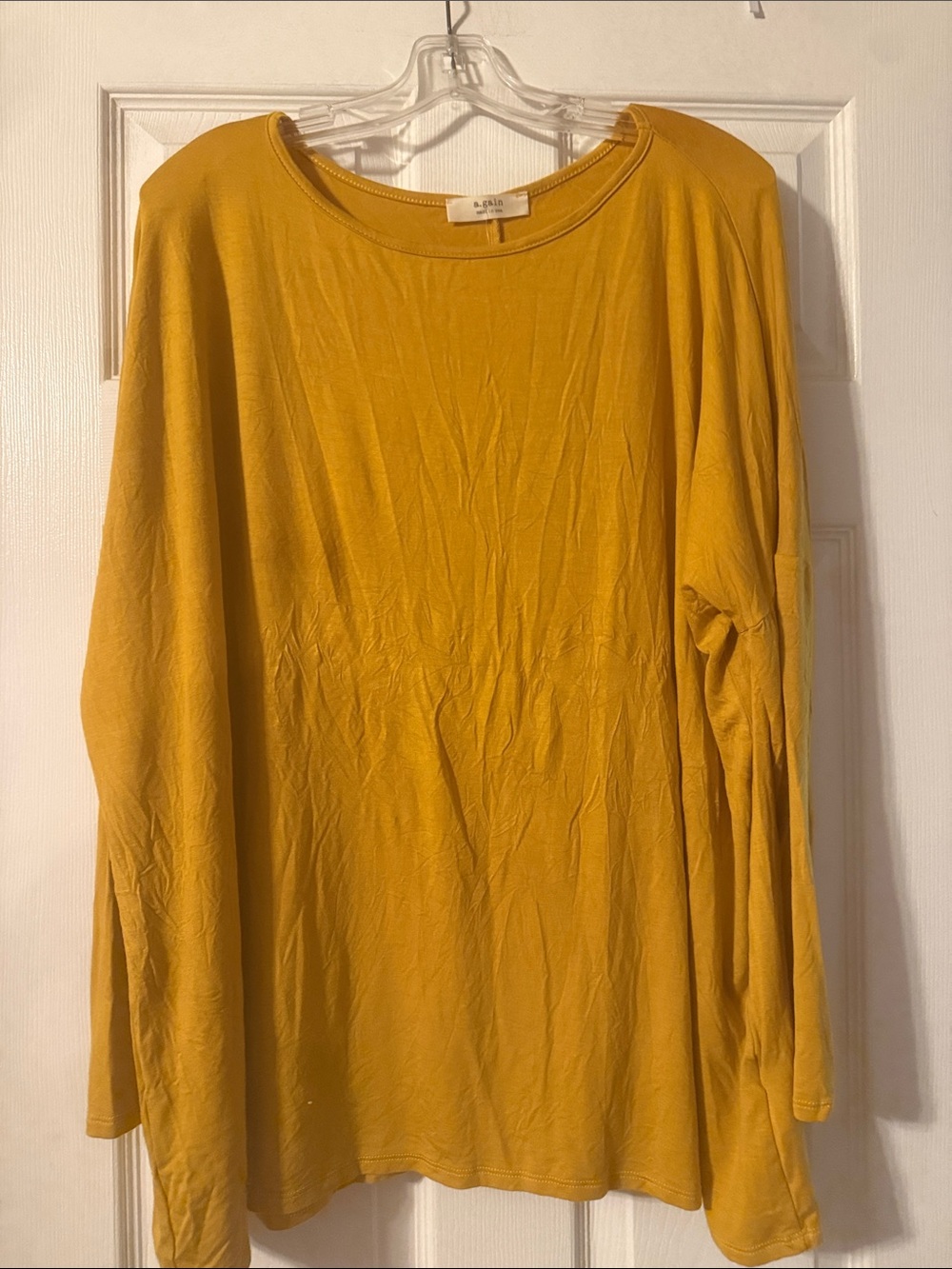 Relaxed Mustard Long-Sleeve Crewneck Top by EILEEN FISHER